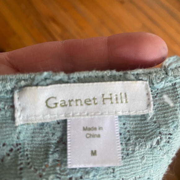 Garnet Hill Light Blue Lace Short Sleeve Top size M Coquette Girl Cottagecore - Picture 3 of 3